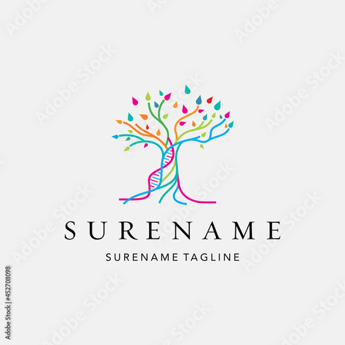 Abstract green lab DNA tree logo inspiration vector icon illustration custom logo design