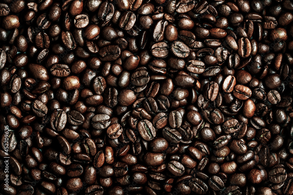 Roasted coffee bean seed, caffeine Roasted coffee bean seed, caffeine