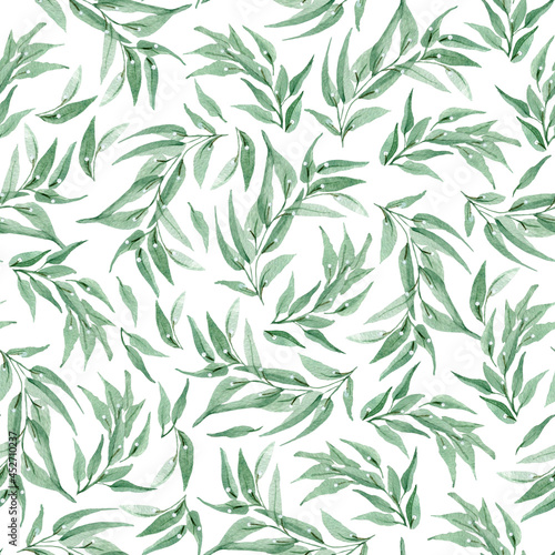 Decorative twigs watercolor seamless pattern. Template for decorating designs and illustrations.