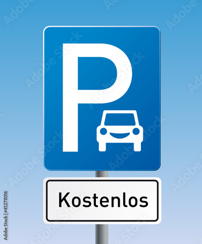 blaues Schild P Auto kostenlos