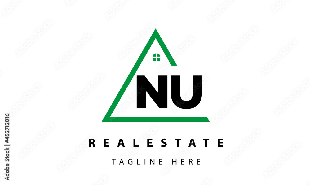 creative real estate NU latter logo vector