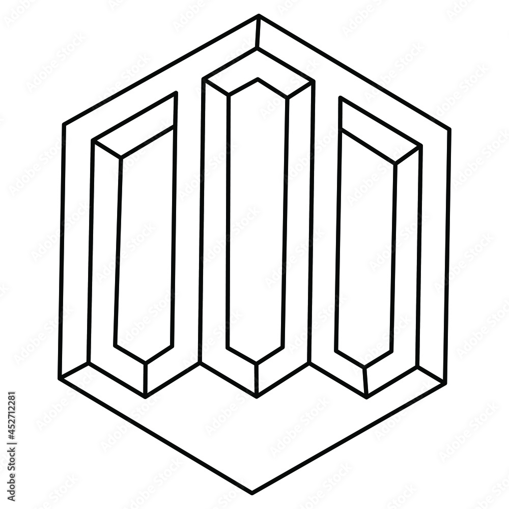 Impossible shape. Web design element. Optical Illusion object. Line design. Impossible shape. Web design element. Optical Illusion object. Line design.