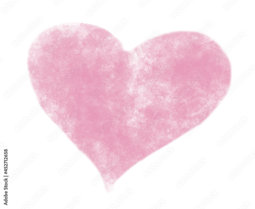 Watercolor hand painted cute Pink Heart. Water colour illustration on white isolated background for icon or wedding invitations