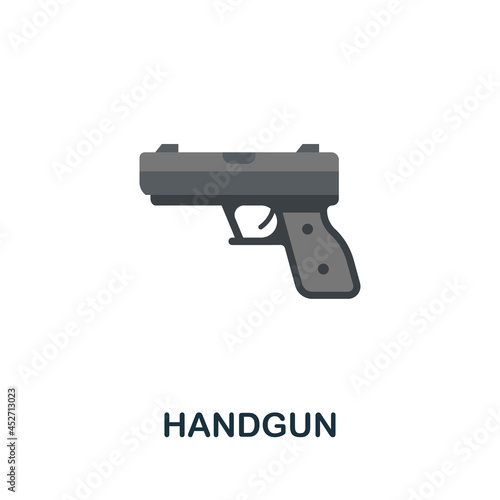 Handgun icon. Flat sign element from law collection. Creative Handgun icon for web design, templates, infographics and more