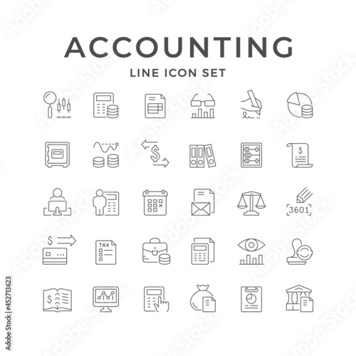 Set line icons of accounting