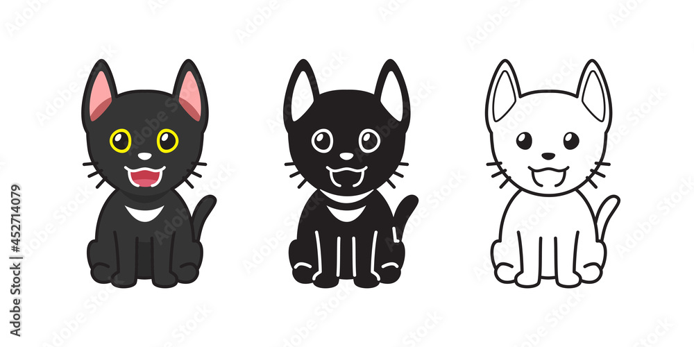 set of vector character cartoon cute cat for design. set of vector character cartoon cute cat for design.