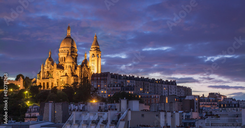 The Sacre-Coeur in Paris under a beautiful sunset sky, from a unique point of view © Icea75