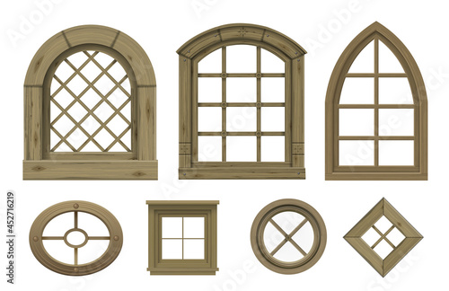Set of textures of wooden vintage windows vector