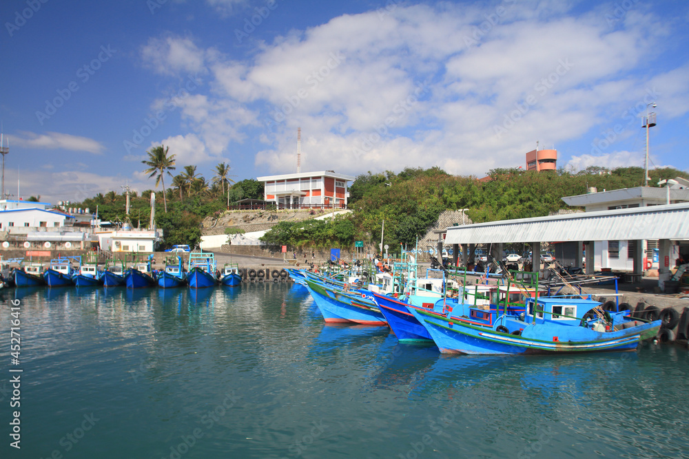 Traditional fishing boats in Taitung harbour, Taiwan
