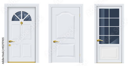Set of white classic windows and doors
