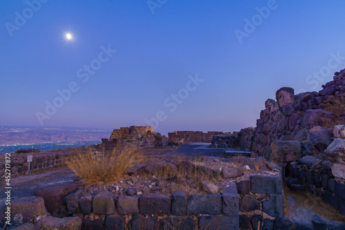 Evening view of the remains of the crusader Belvoir Fortress