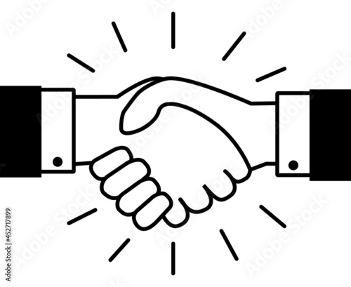 Handshake. Business deal or salute illustration concept. Vector icon.