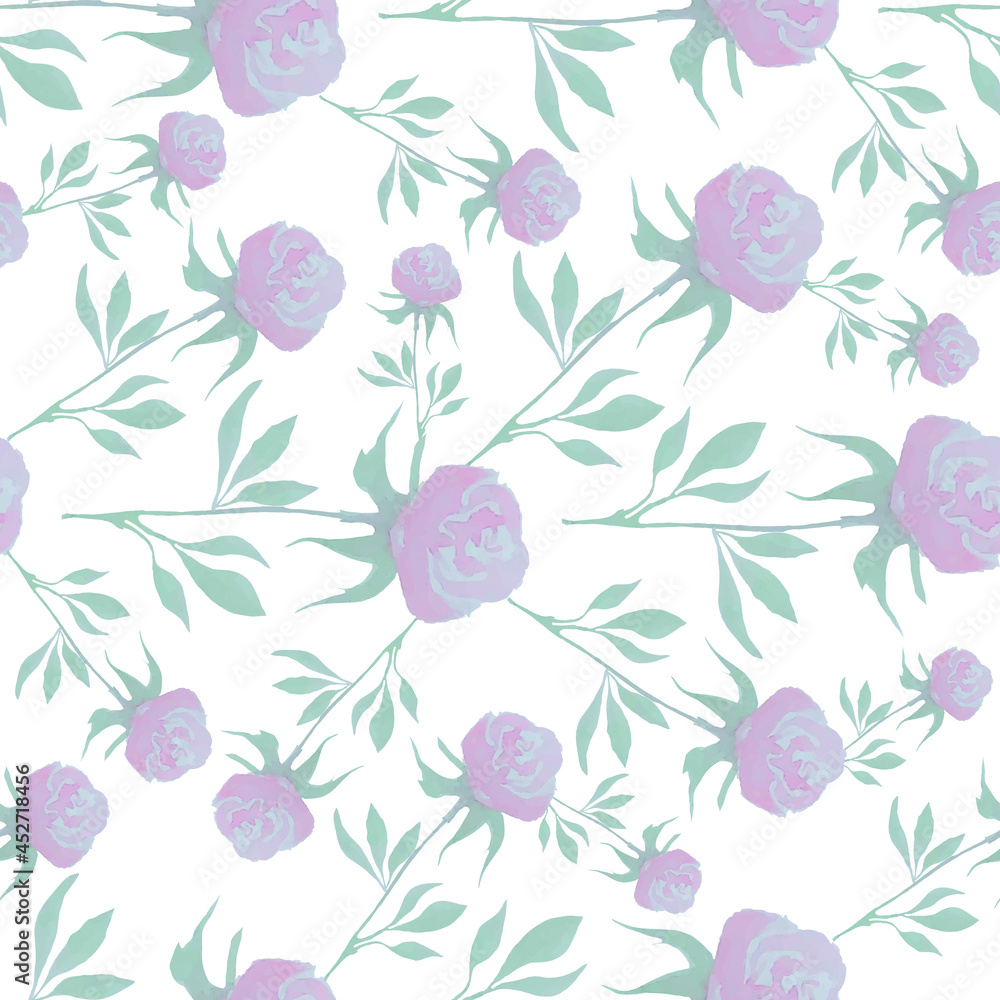 custom made wallpaper toronto digitalPink flowers on white seamless pattern art design stock vector illustration for web, for print, for fabric print