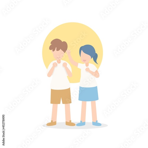boost confidence and self esteem in kids,Pride and assertiveness ability and skills,positive feel good about yourself,learning experiences and expressions,vector illustration.