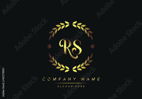 letters RS monogram logo, gold color, luxury style, Vector Illustration