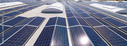 solar panels on a flat roof. photo