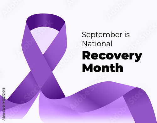 September is National Recovery Month. Vector illustration with ribbon