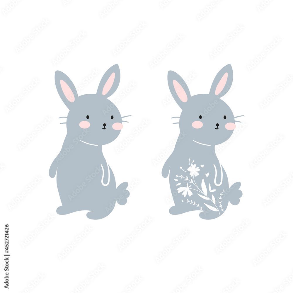 Cute floral bunny illustration Cute floral bunny illustration