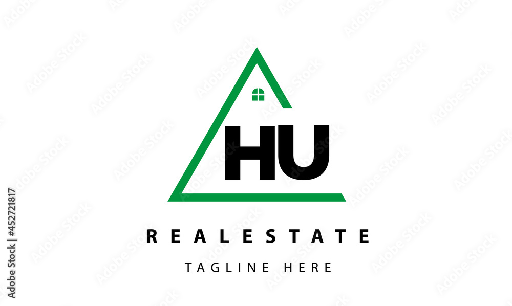 HU creative real estate logo vector