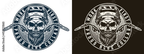 Welding vintage monochrome round emblem