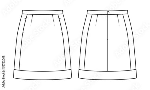 Fashion technical drawing of mini skirt 