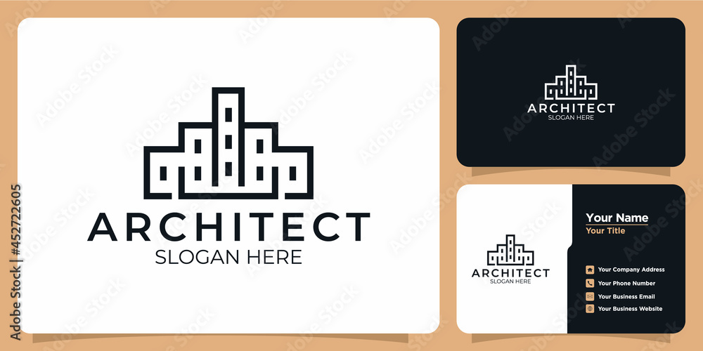 Fototapeta premium Collection of building logo and business card templates