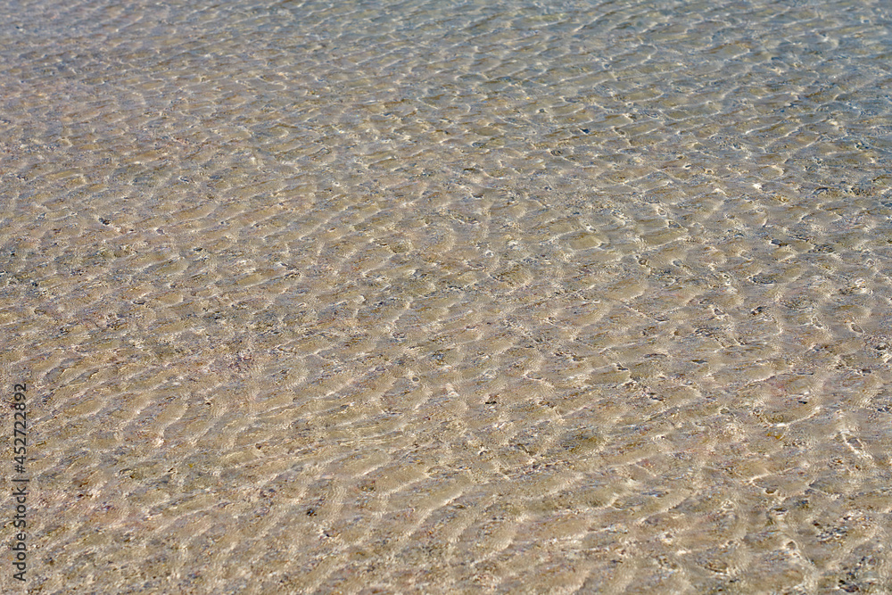 Surface of clear water on tropical sandy beach in Crete Greece. Surface of clear water on tropical sandy beach in Crete Greece.