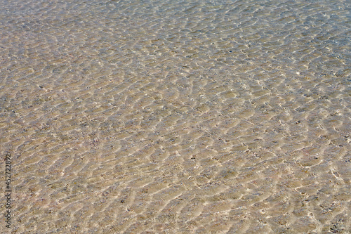 Surface of clear water on tropical sandy beach in Crete Greece.