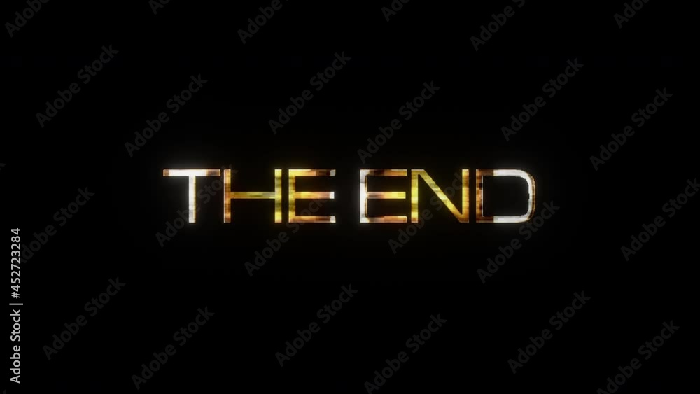The End cinematic trailer title The end golden text with black background flashing movement ,4K 3D seamless loop Ending cover for title trailer. 3D Animation and rendering
The End cinematic trailer title The end golden text with black background flashing movement ,4K 3D seamless loop Ending cover for title trailer. 3D Animation and rendering