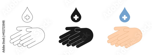 Hand washing icons set. Prevention of coronavirus. Vector illustration.