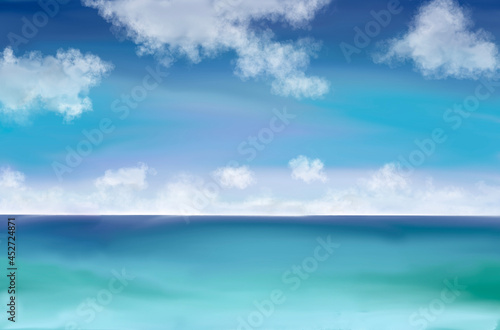 Fototapeta Naklejka Na Ścianę i Meble -  blue sky and sea background water color style