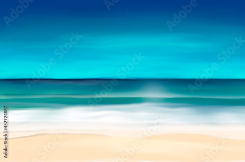 blue sky and sea background water color style