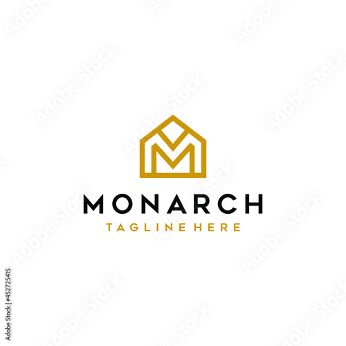 Inittial M House Real Estate Elegant Logo Design