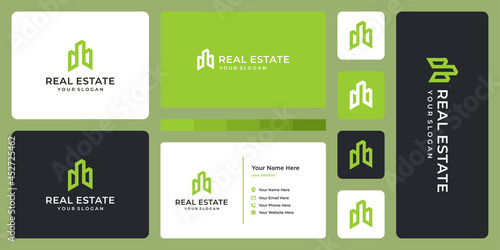 architectural building logo with real estate logo design template. icons for real estate businesses, buildings, luxury businesses. premium Vectors. business card.