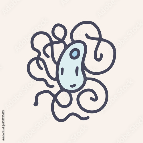 Bacteria salmonella color vector doodle icon design