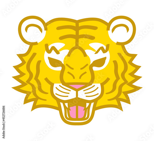 吼える虎の顔のアイコン - 2022年　寅年　年賀状素材