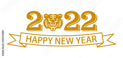2022年　寅年　年賀状素材 - 虎の顔とバナー