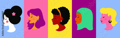 Vintage Women of different Etnies and Cultures Silhouettes