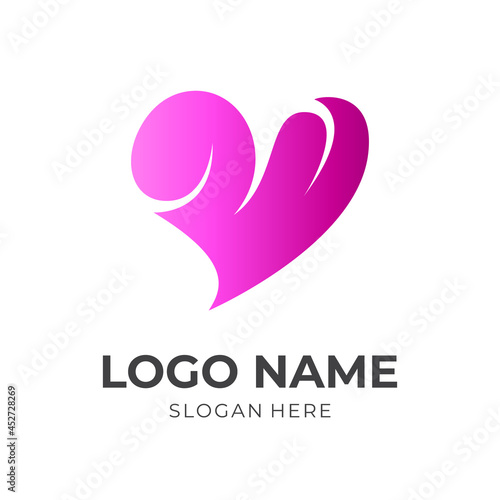 love logo design template concept vector with flat pink color style