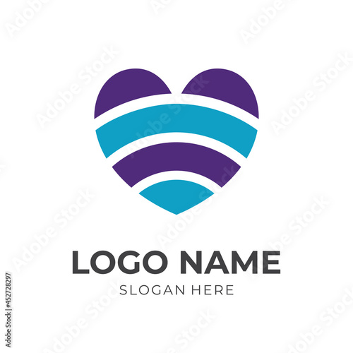 love logo design template concept vector with flat purple and blue color style
