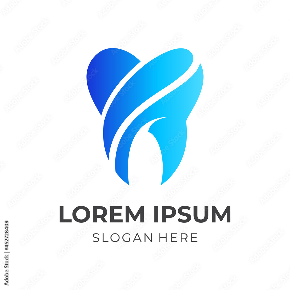 Fototapeta premium simple dental logo design template concept vector with flat blue color style
