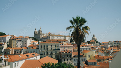 Photography Beautiful summer landscape of buildings in Lisbon, Portugal