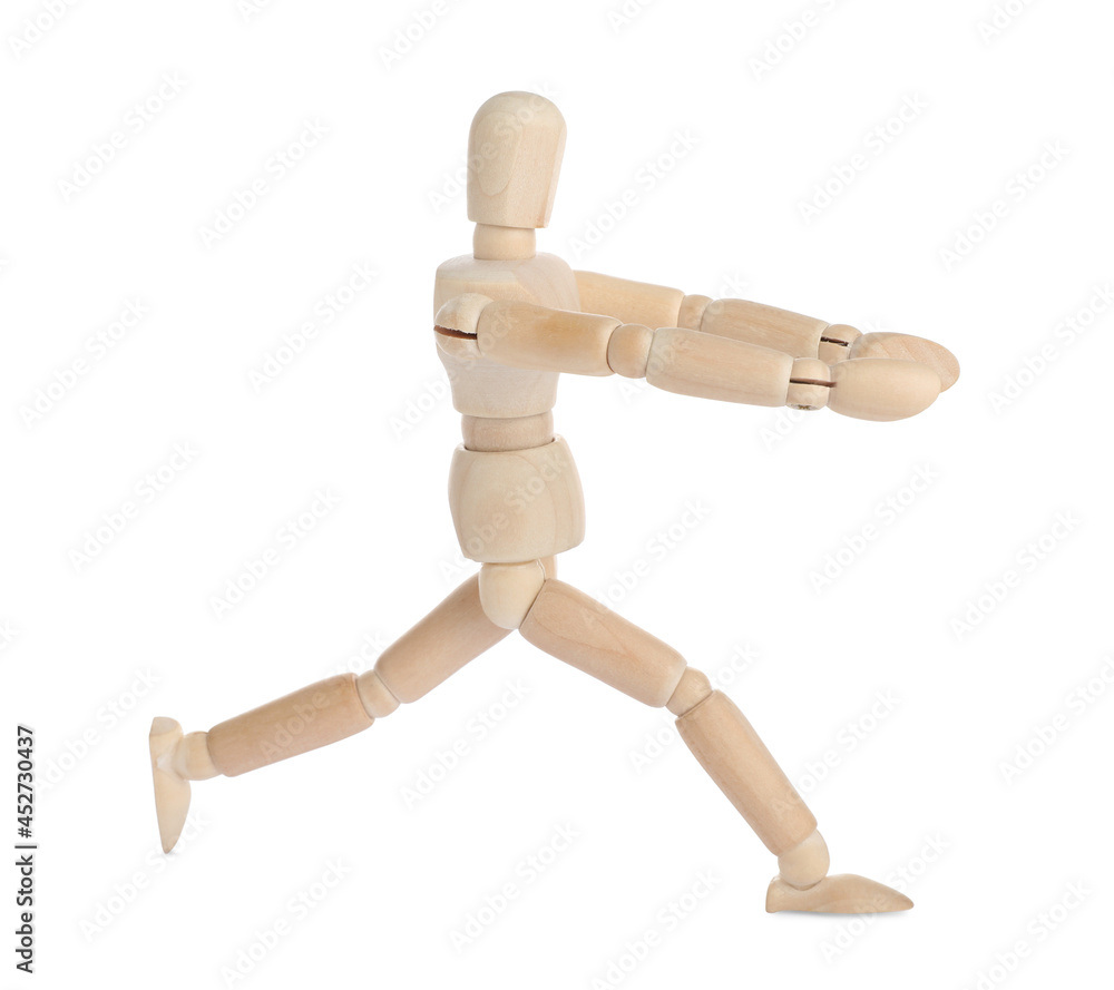 Wooden human model on white background. Mini mannequin Wooden human model on white background. Mini mannequin