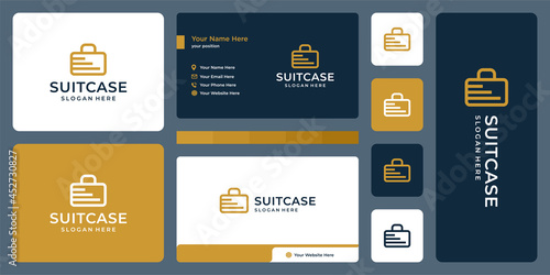 suitcase logo and stairs logo. business card design
