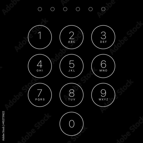 Numeric keypad icon. Numpad, numbers, unlock, pin code, activate, security code.