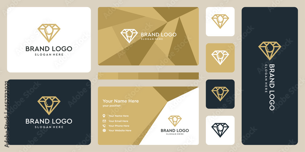 diamond logo and water drop logo, oil. business card design