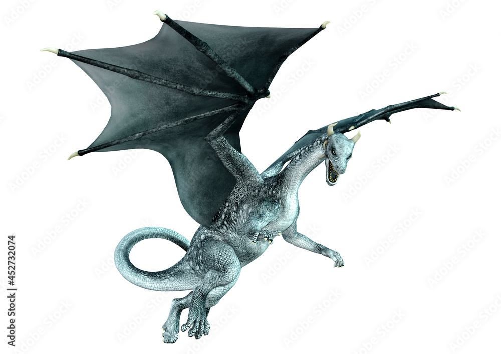 Fototapeta premium 3D Rendering Fairy Tale Dragon on White