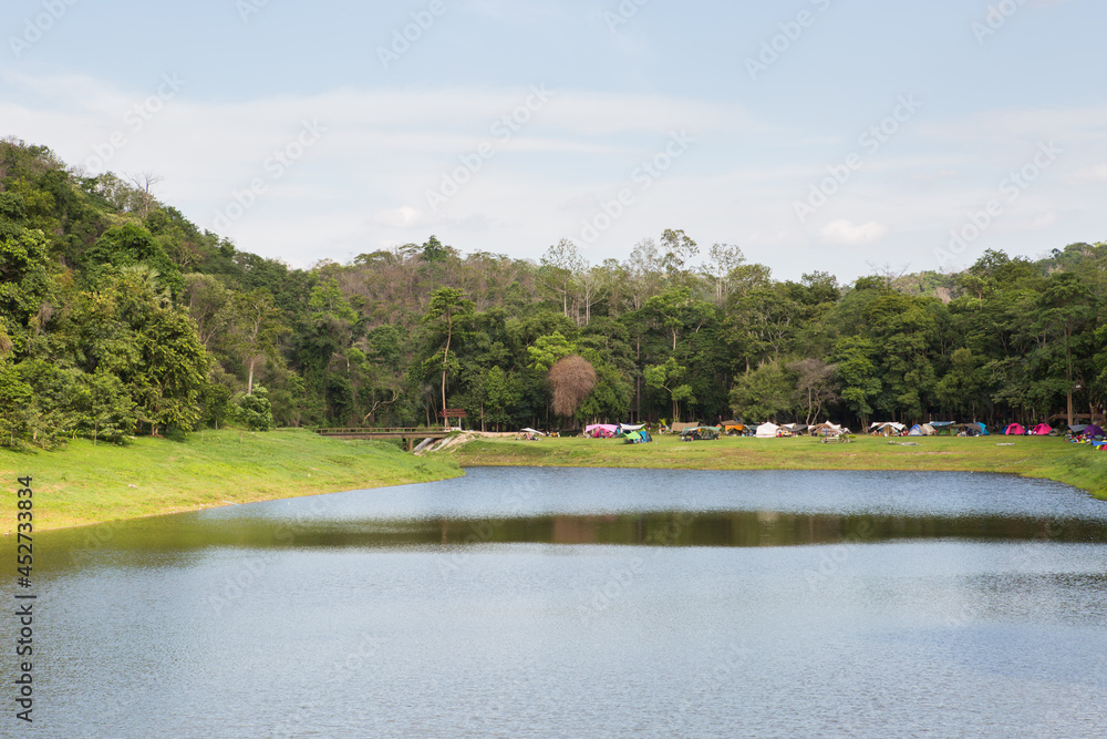 Khao Ruak Reservoir at Namtok Samlan National Park in Saraburi Province Thailand is a reservoir that tourists come to relax Khao Ruak Reservoir at Namtok Samlan National Park in Saraburi Province Thailand is a reservoir that tourists come to relax