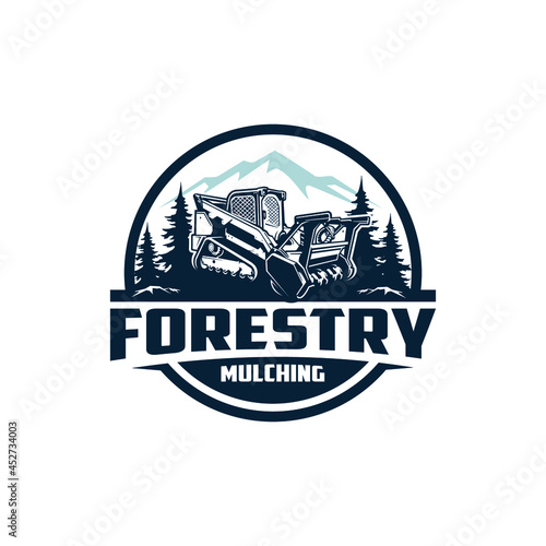 forestry mulching machine isolated logo with emblem style photo