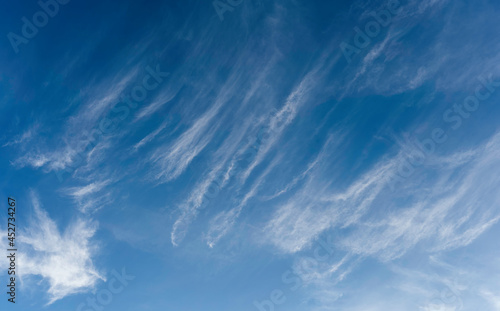 Beautiflu white wave clouds in blue sky, Freedom and nature concept.